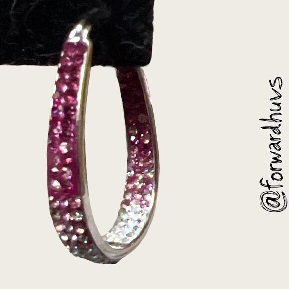 Bundle Sale 3 for $15 | Gradient Rhinestone Hoop Earrings – Pink to White - Picture 3 of 8